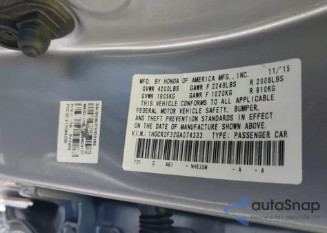 2016 Honda Accord Lx z USA, uszkodzony, nr VIN 1HGCR2F32GA074333